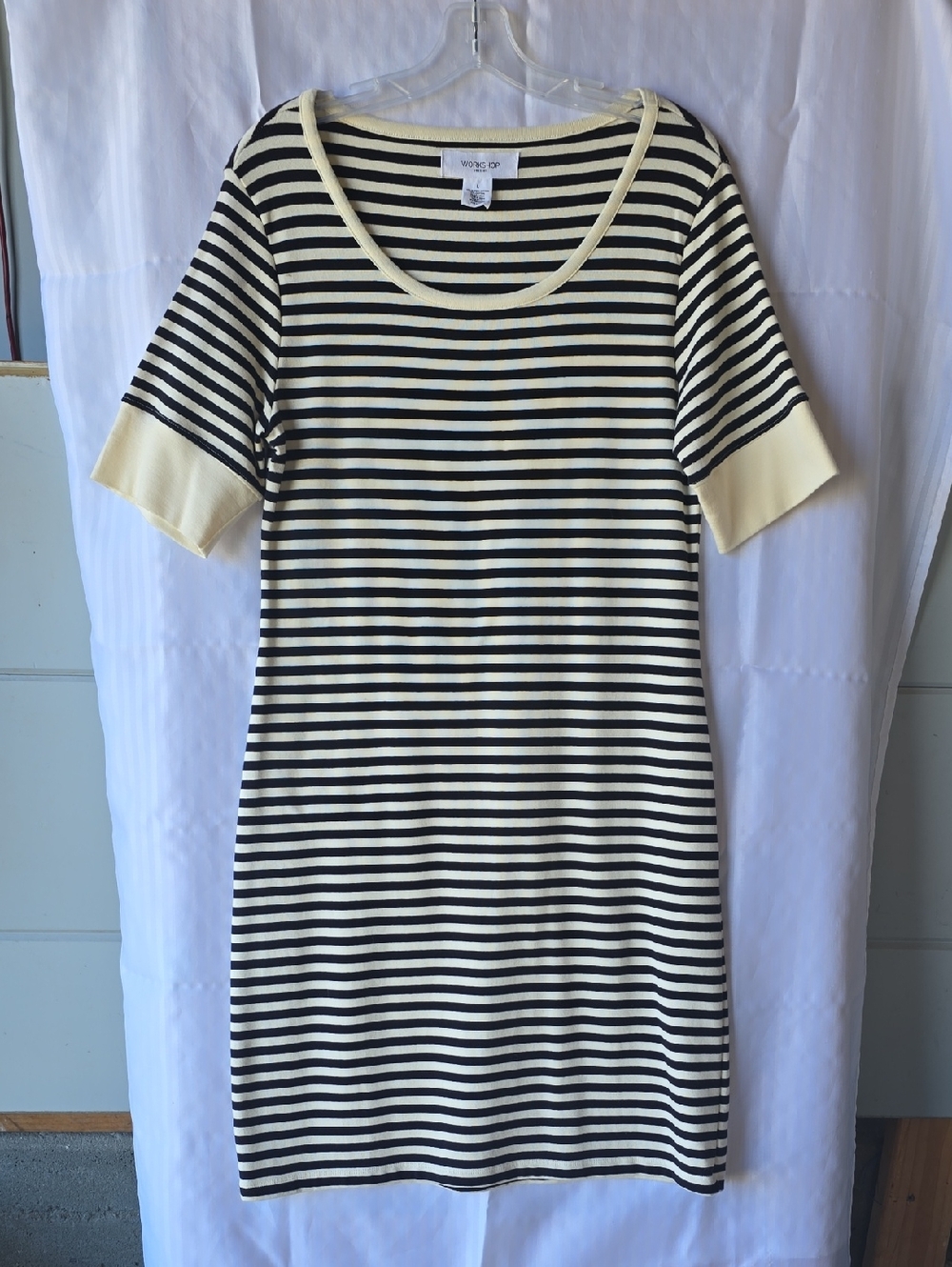 Workshop Black and Cream Striped Midi Dress